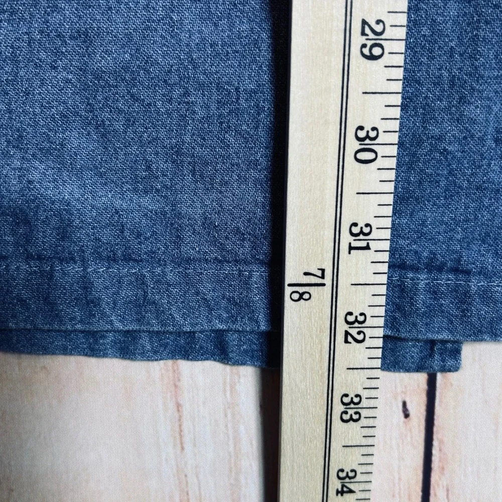 Ashley Petites Denim Midi‎ Skirt Womens 14P Blue Side Button A-Line Cottagecore